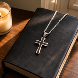 Christian Cross Necklace – Solid Rosewood & Titanium Steel Faith Pendant