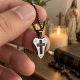 Titanium Steel Shield of Faith Cross Pendant | Protective Christian Jewelry