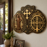 St. Benedict's Exorcism Medal Christian Exorcism Plaque - Wall Decor