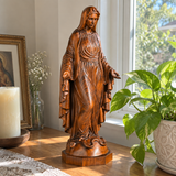 Hand-carved boxwood icon of the Immaculate Heart of Mary
