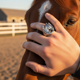 Lucky Horseshoe Horse Head Ring