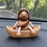 Handcrafted Jesus Car Display Number Plate Ornament, Made from Walnut and Beech Wood