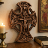 Hand-Carved Beechwood “Hand of Redemption” Crucifix | The Passion and Divine Grace of Christ