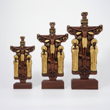 Orthodox Altar Table Ornament: Saints and the Crown of Thorns — Hand-Carved Wooden Cross