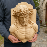 Jesus Crown of Thorns Beechwood Sculpture - design detail