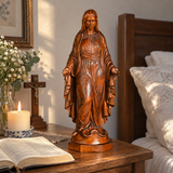 Hand-carved boxwood icon of the Immaculate Heart of Mary