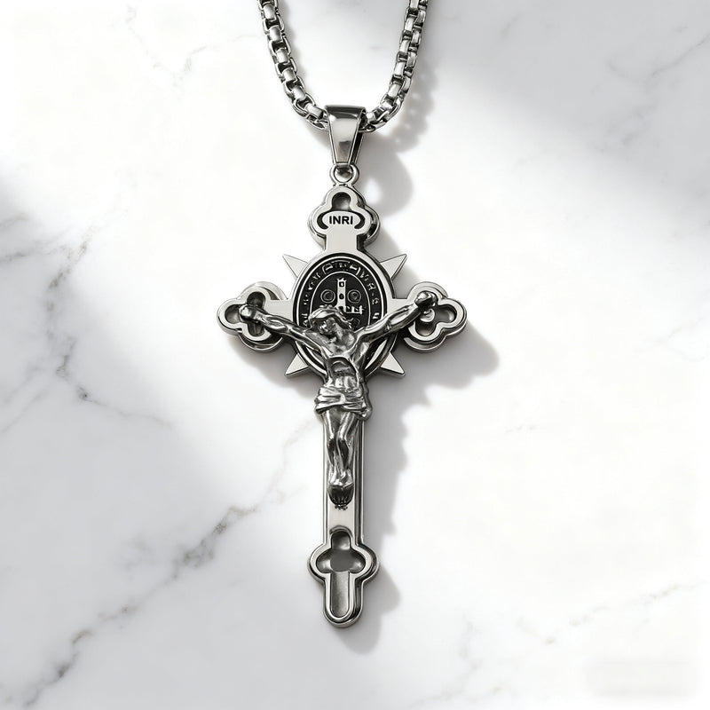 St. Benedict Exorcism Cross Necklace - Bless you and your family