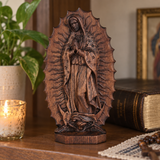 Our Lady of Guadalupe Hand-Carved Solid Beechwood Statue – Catholic Prayer & Home Blessing Decor