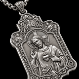 S925 Sterling Silver Sacred Heart of Jesus Pendant Necklace – Christian Faith Religious Jewelry