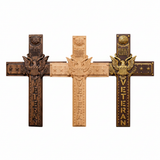 Hand-Carved Beechwood Veteran Cross Wall Plaque | USA Eagle | Proudly Served | Military Gift