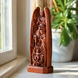 Hand-Carved Solid Beechwood Nativity Scene Sculpture – Holy Family Christian Decor