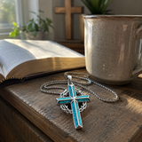 "By His Wounds We Are Healed" - Handcrafted Turquoise Crown of Thorns Cross - A Daily Symbol of Hope & Protection