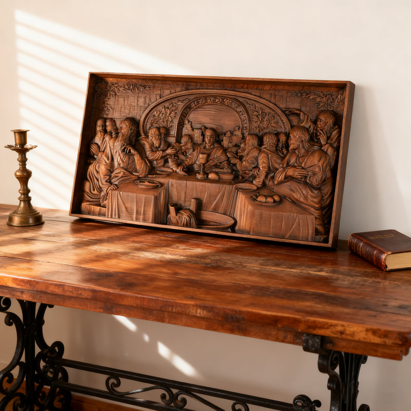 Last Supper Religious Carving Icons Personalized Gifts Wood Carving Religious Wood Wall Art