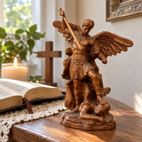 Boxwood Archangel Michael Carving: A Christmas Gift of Divine Protection