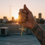 Natural Turquoise Stainless Steel Cross Necklace | Hip-Hop Christian Jewelry