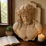 Jesus Crown of Thorns Beechwood Sculpture - product view