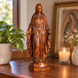 Hand-carved boxwood icon of the Immaculate Heart of Mary