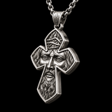 S925 Sterling Silver Jesus Crown of Thorns Cross Pendant Necklace – Christian Faith Jewelry for Men