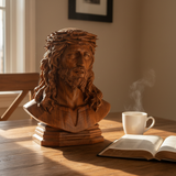 Boxwood Jesus Crown with Thorns Half-Length Desktop Ornament