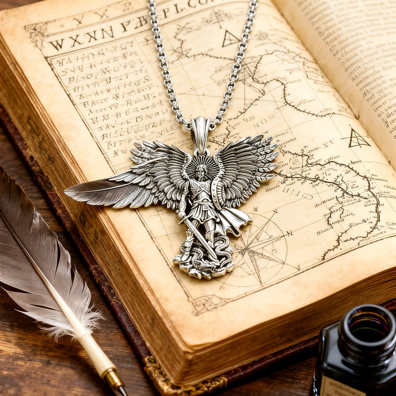 S925K Silver Saint Michael Pendant: Courage in the Heart