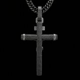 Jesus Crucifixion S925K Silver Crucifix Pendant- with 5mm Titanium Cuban Chain
