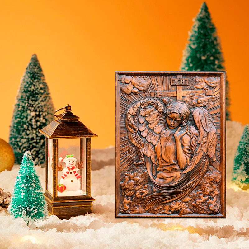 Archangel Chamuel wood carving -Angel of Peaceful Relationships