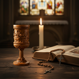 Boxwood "Last Supper" Chalice  Hand-Carved Communion Cup | Eternal Symbol of Redemption & Fellowship