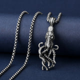 Pure Tin Shield Octopus Necklace