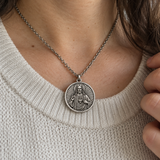 S925 Sterling Silver Sacred Heart of Jesus Medallion Necklace