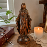 Hand-carved boxwood icon of the Immaculate Heart of Mary