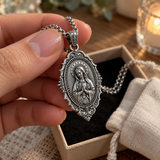 Virgin Mary Prayer Medal Necklace – S925 Sterling Silver Catholic Pendant