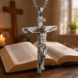 S925K Sandblasted Silver Jesus Crucifix Pendant