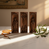 Beech Wood Holy Family Altar Decor - Handcrafted Christian Prayer Desktop Gift