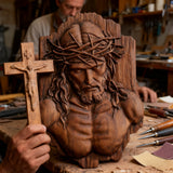 Bgcopper October Release | Beech Wood Sculpture of Jesus with Crown of Thorns — A Reminder of Love for Christmas