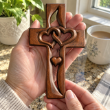Interwoven Hearts Wood Cross - A God-Centered Symbol for Marriage & Anniversaries