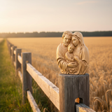 Hand-Carved Beech Wood Holy Family Figurine & Wall Hanging Ornament