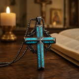 "By His Wounds We Are Healed" - Handcrafted Turquoise Crown of Thorns Cross - A Daily Symbol of Hope & Protection