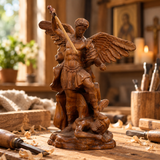 Boxwood Archangel Michael Carving: A Christmas Gift of Divine Protection