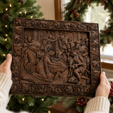 Krippe Holz geschnitzte Plakette, natürliche Buche Massivholz Religiöses Geschenk, Christliches Weihnachts geschenk