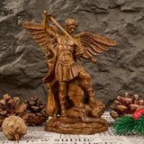 Boxwood Archangel Michael Carving: A Christmas Gift of Divine Protection