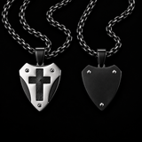 Titanium Steel Shield of Faith Cross Pendant | Protective Christian Jewelry