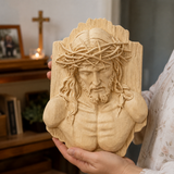 Jesus Crown of Thorns Beechwood Sculpture - side view