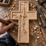 Christ Still Reaches Down – Hand-Carved Beechwood Savior Cross
