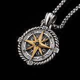 S925 Sterling Silver Rotating Compass Pendant Necklace