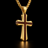 Christian Cross Necklace – Solid Rosewood & Titanium Steel Faith Pendant