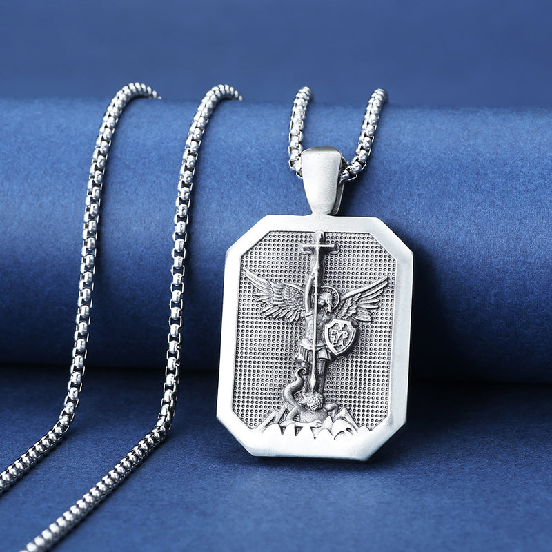 St.Michael Archangel Necklace guardian angel patron saint of paratroopers police military paramedics firemen Michael talisman protection