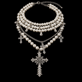 Multi-Layer Cross Pearl Necklace – Christian Faith Jewelry for Women