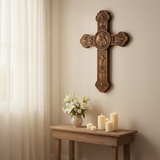 Wooden crucifix of the Virgin, Virgin Mary, Baby Jesus, religious wooden icon, wall crucifix, wall decoration