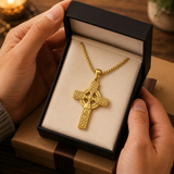 Celtic Knot Titanium Steel Cross Necklace - size and finish detail