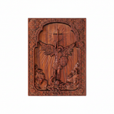 Archangel Michael Hand-Carved Wood Refrigerator Magnet | 4 Sacred Wood Tones